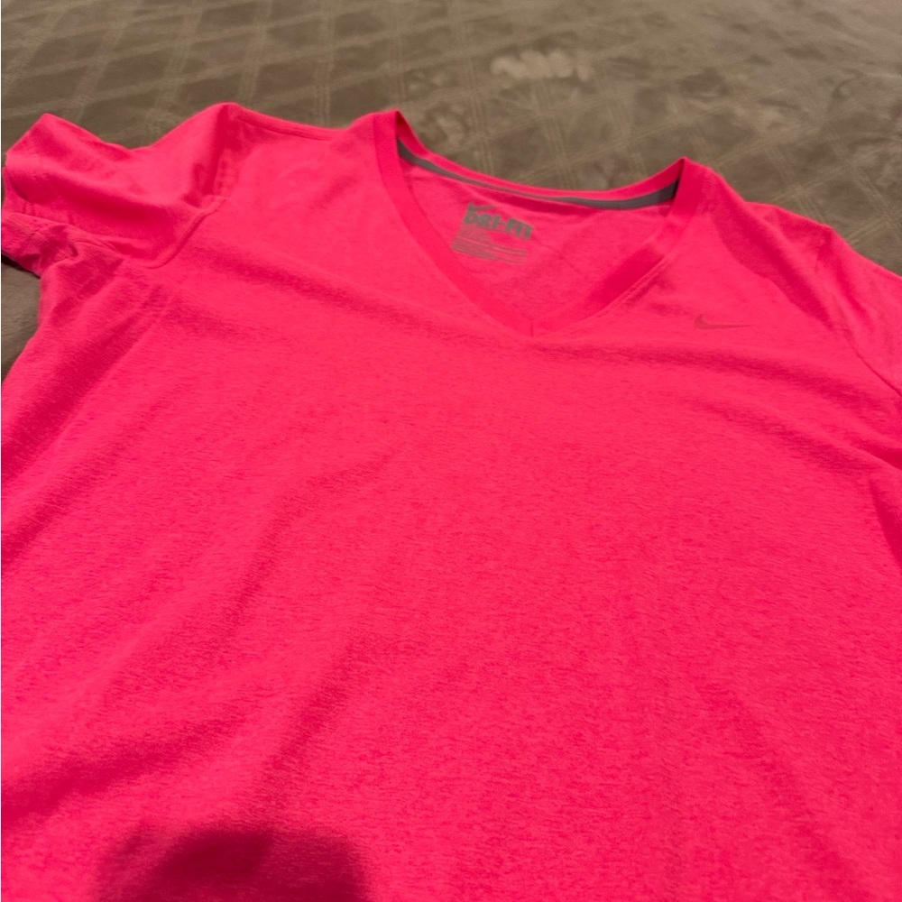 Nike Pink V-Neck T-Shirt Dry Fit